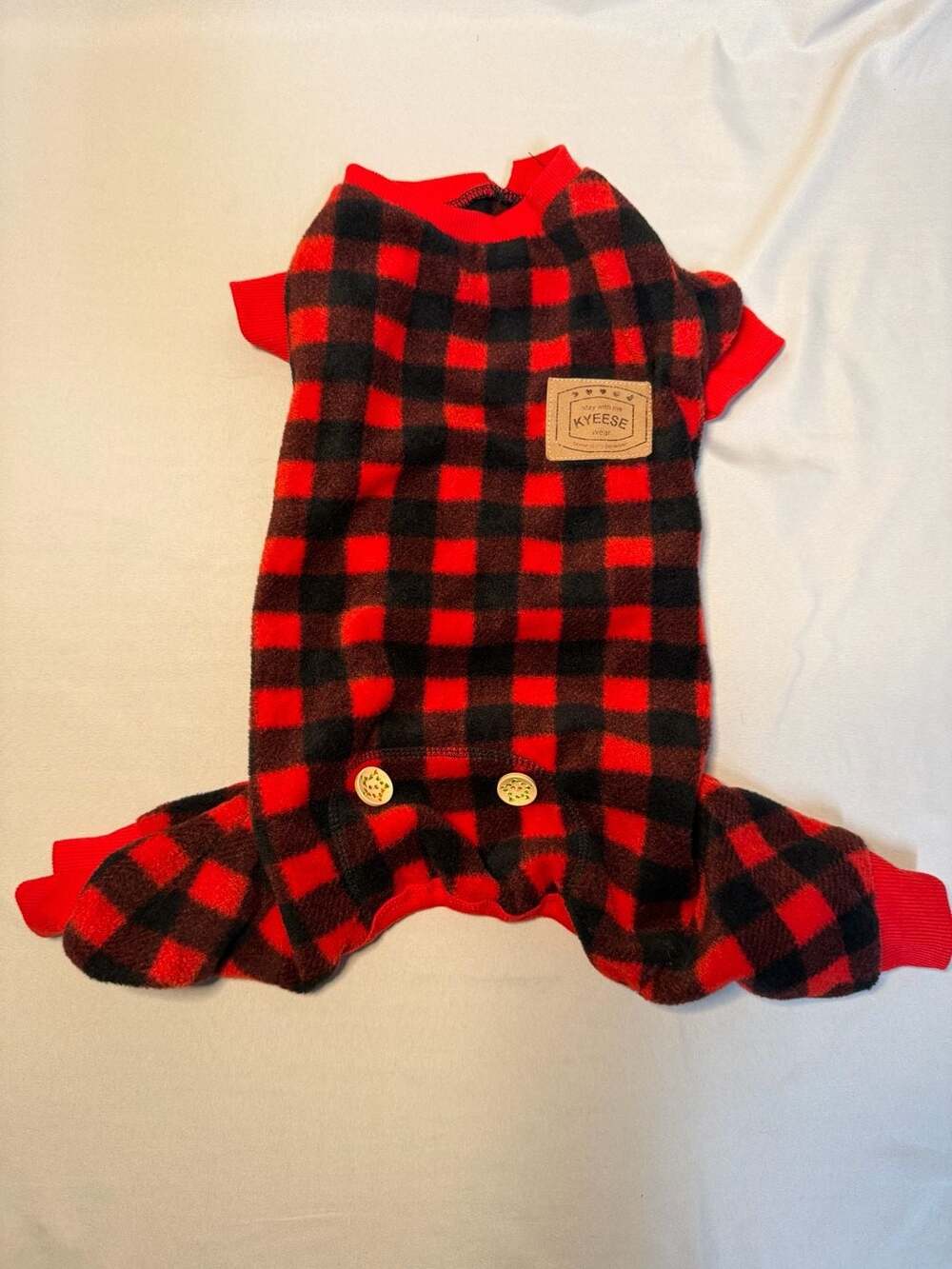 Kyeese Buffalo Plaid Dog Pajamas, Red/Black, Small